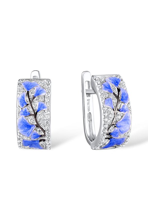 High Quality blue white Flower Epoxy earrings For Woman Blue White Cubic Zirconial earrings Fashion Jewelry gift