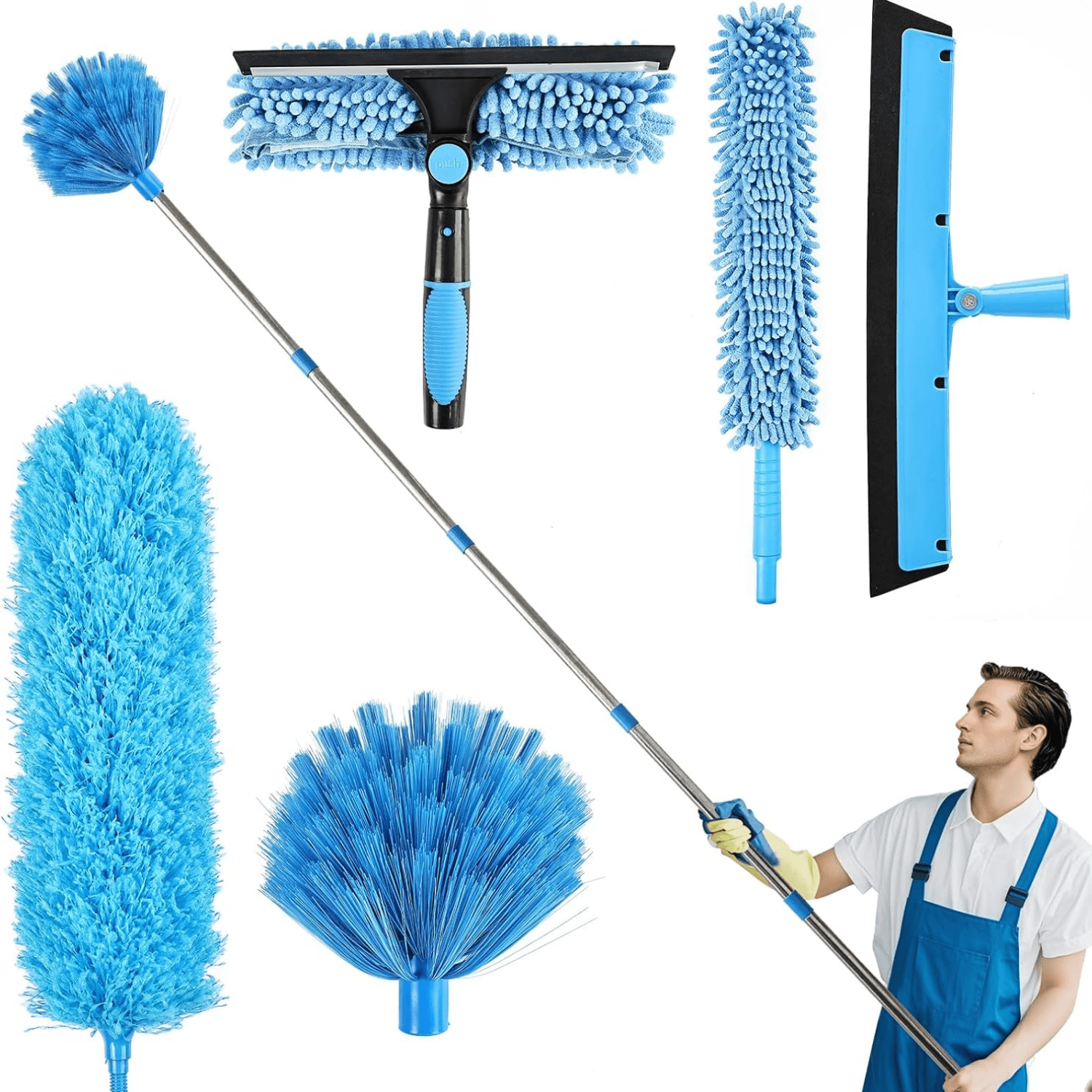 High Reach Duster Kit with14 ft Extension Pole High Ceiling Dusting and ...