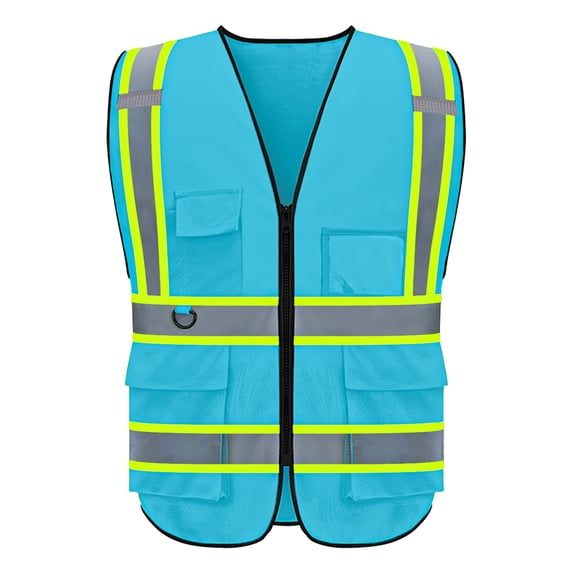 High Reflective Vest Class 2 Safety Vests with 5 Pockets Zipper High Visibility Construction Uniform Meets ANSI/ISEA