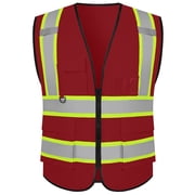 High Reflective Vest Class 2 Safety Vests with 5 Pockets Zipper High Visibility Construction Uniform Meets ANSI/ISEA
