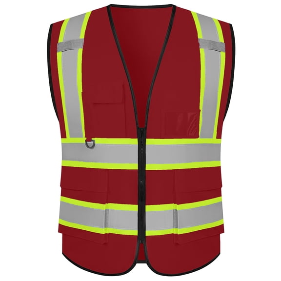 High Reflective Vest Class 2 Safety Vests with 5 Pockets Zipper High Visibility Construction Uniform Meets ANSI/ISEA