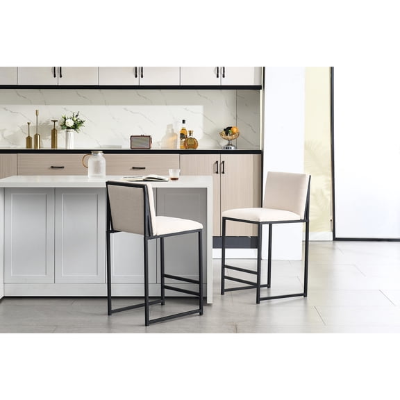 High Resilience Foam Filled Bar Chairs in Ivory / Ideal for Kitchen Conversations