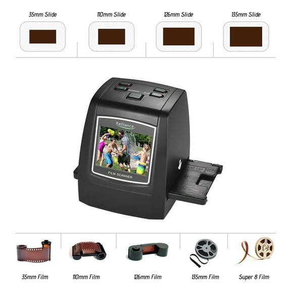 High-Resolution 14MP/22MP Film Scanner with 2.4" LCD Build-in Editing Software for Color Monochrome Slide Film Negative into Digital Picture