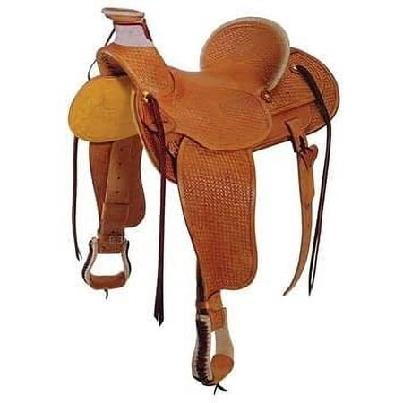 High Ride Premium Leather Western Barrel Racing Trail Equestrian Horse Saddle Free Matching Leather Headstall, Breast Collar & Reins. 18'' Inch seat Size