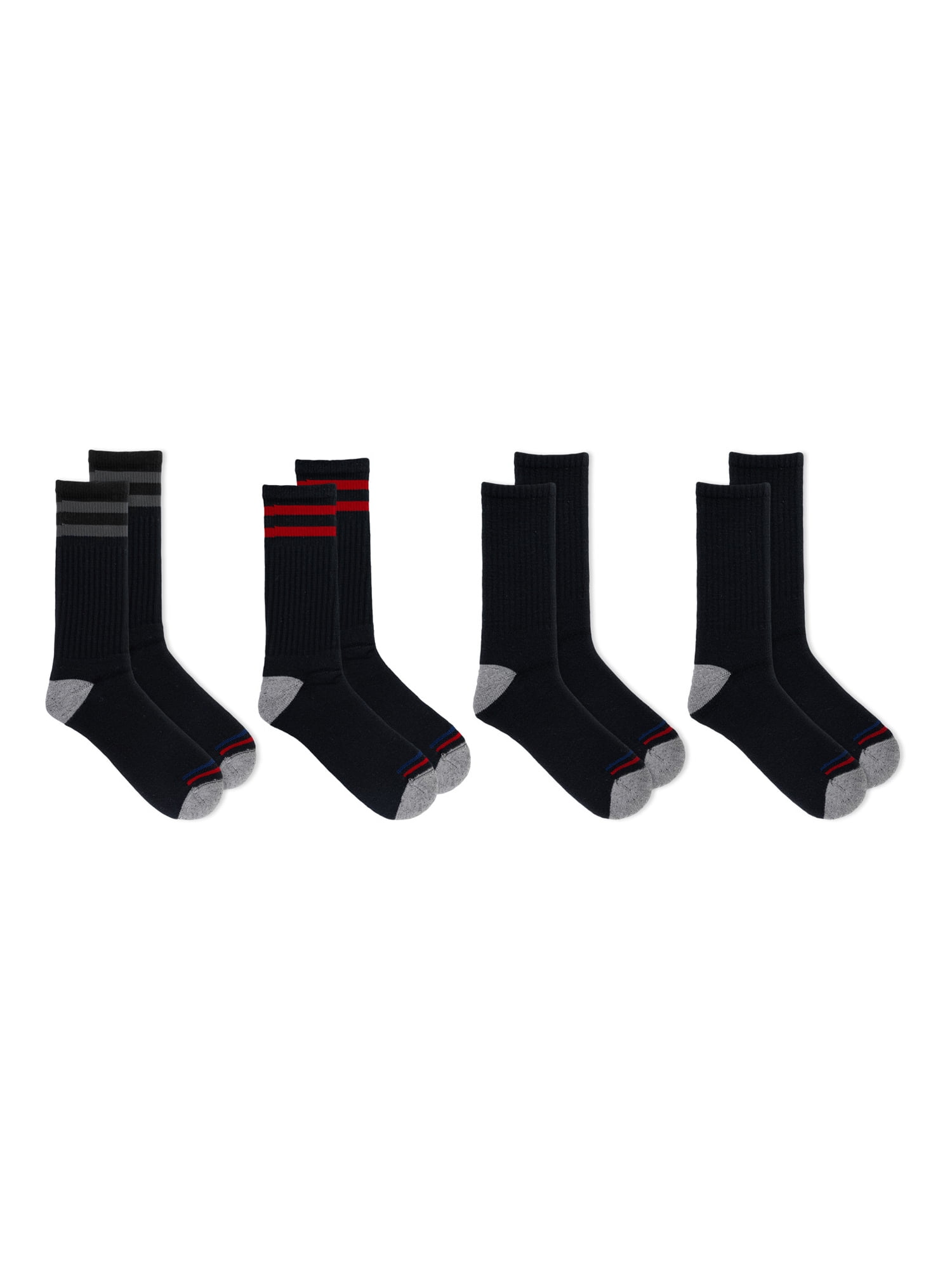 High Ridge Gear Men's Premium Cotton Crew Socks, 4 Pack