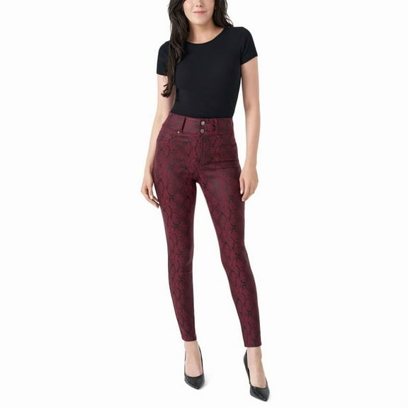 Women's High Rise Curvy Jean - Burgundy Snake Print