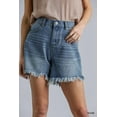 thumbnail image 1 of High Rise Denim Shorts With Raw Hem 1, 1 of 9