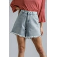 thumbnail image 1 of High Rise Denim Shorts With Raw Hem, 1 of 9