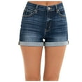 thumbnail image 1 of High Rise Jean Shorts for Women Casual Cuffed Denim Shorts Stretchy Folded Hem Straight Hot Short Jeans, 1 of 5