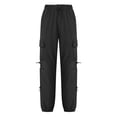 thumbnail image 1 of High Rise Parachute Pants for Women Relaxed Juniors Baggy Drawstring Elastic Waist Y2K Cargo Pant Casual Solid Streetwear Boyfriend Trousers, 1 of 4