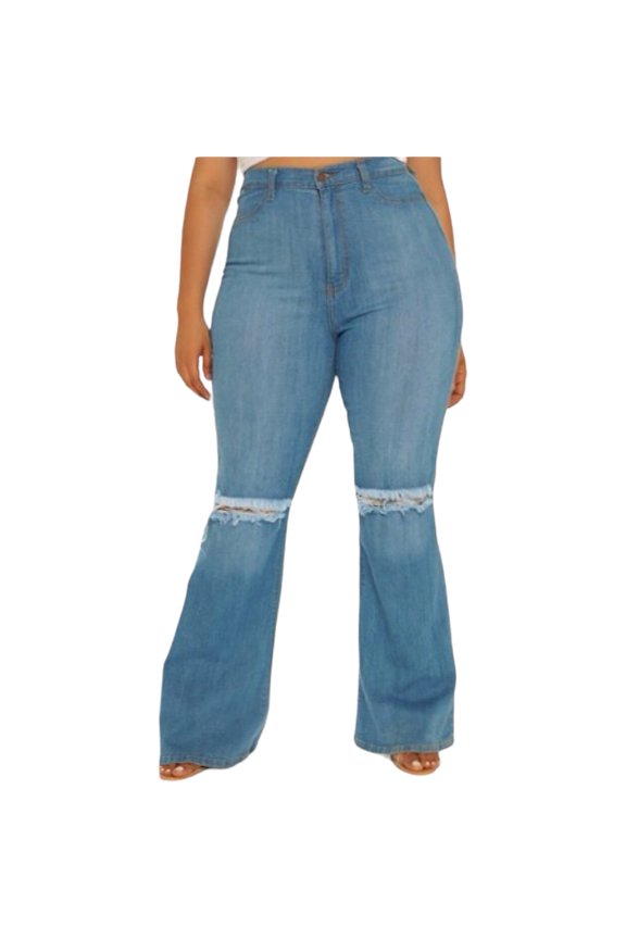 High Rise Plus Size Distressed Jeans
