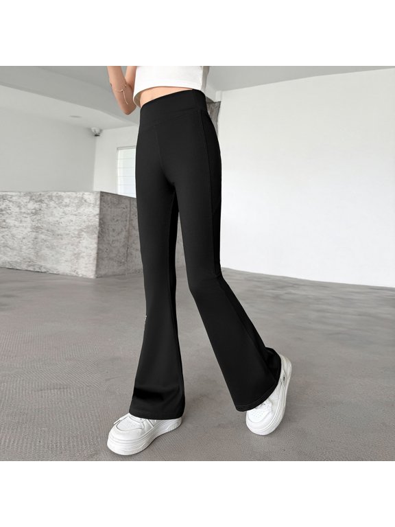 High Rise Soft Yoga Flare Leggings, Skin-Friendly Fabric for Outdoor Sports and Short Family Road Trips Black 120