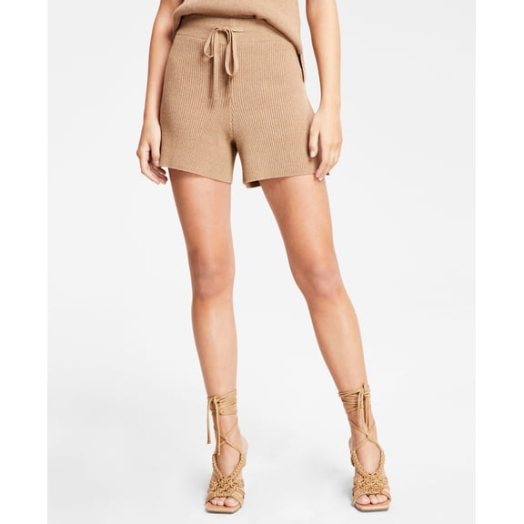 High Rise Sweater Shorts Light Brown S