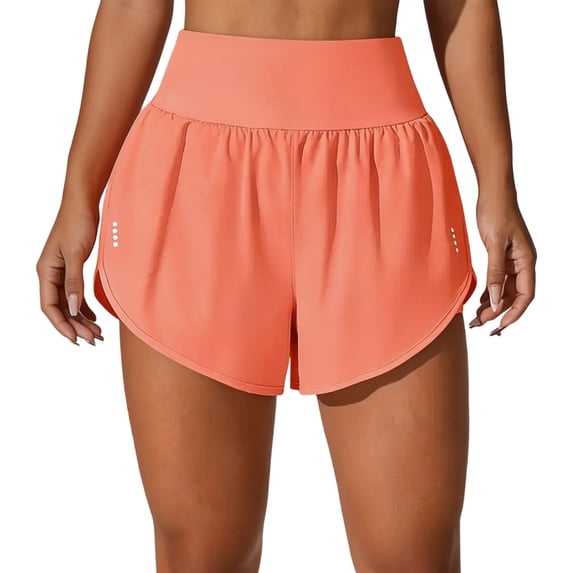 High Rise Women Exercise Shorts Double Layer Athletic Running Shorts with Inner Short for Gym Practice and Warm Weather