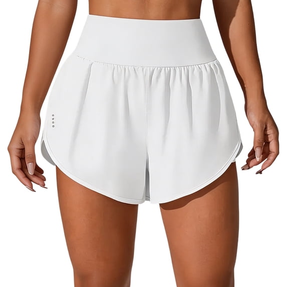 High Rise Women Exercise Shorts Double Layer Athletic Running Shorts with Inner Short for Gym Practice and Warm Weather