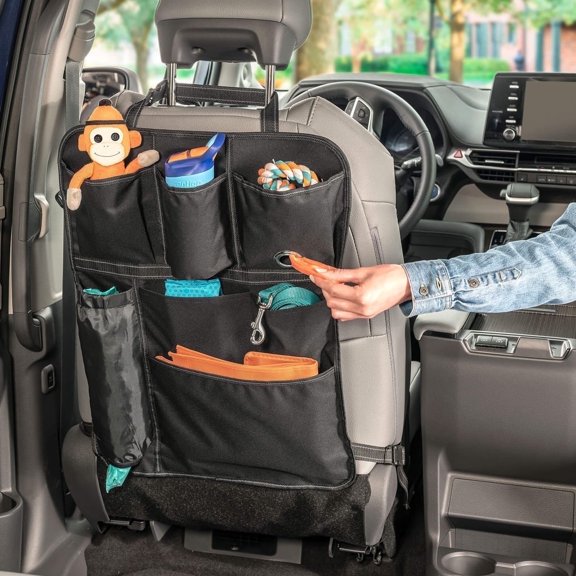 High Road BackPockets Seat Back Organizer - Back of Seat Organizer and Seat Protector with Storage Pockets and Bag Dispensers for Car, SUV, Truck or Van