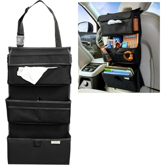 High Road Car Back Seat Organizer with Tissue Box Holder, Seatback Hanging Organizer, One Size