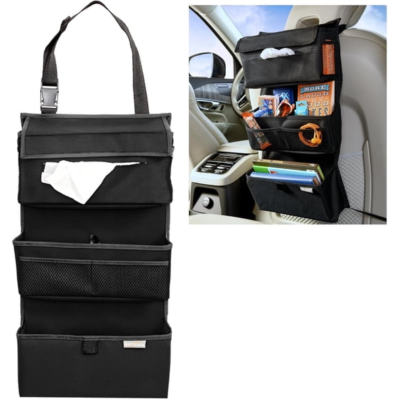 High Road Car Back Seat Organizer with Tissue Box Holder, Seatback Hanging Organizer, One Size