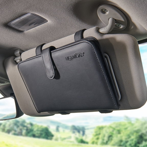 High Road Car Document Holder - Registration and Insurance Card Holder and Car Visor Organizer with 6 Clear Pockets and Pen Loop for Driving Documents, Cards and Paperwork