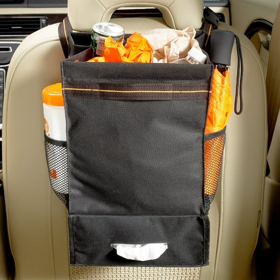 High Road Seatback Organizer with Car Trash Bag, Tissue Box Holder and Mesh Pockets