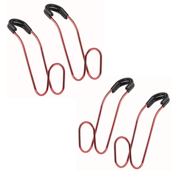 High Road Metal Car Headrest Hooks - Set of 4 Red Heavy Duty Large Steel Hooks for the Front Seat, Back Seat and Trunk for Purse, Grocery Bags and Packs