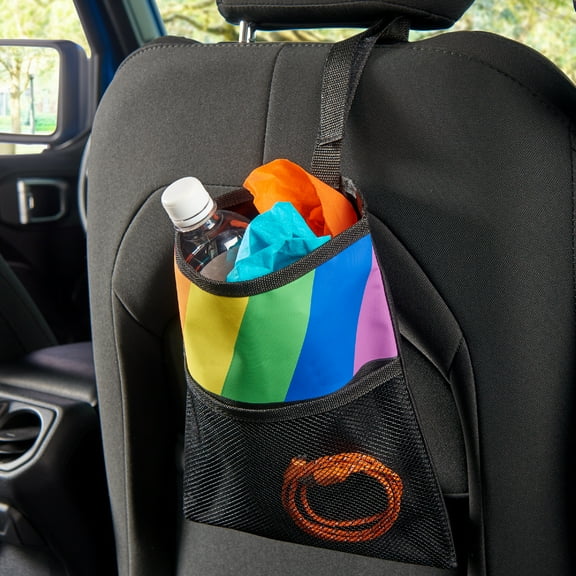 High Road Hanging Car Trash Bag with Waterproof Liner, Storage Pocket and Adjustable Strap to Hang in The Front or Back Seat