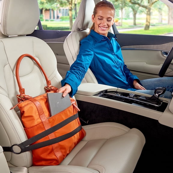 High Road Car Seat Strap and Bag Belt - Front Seat Organizer Secures Purses, Totes, Grocery Bags and Boxes in Sedans and Crossovers - 2 pack