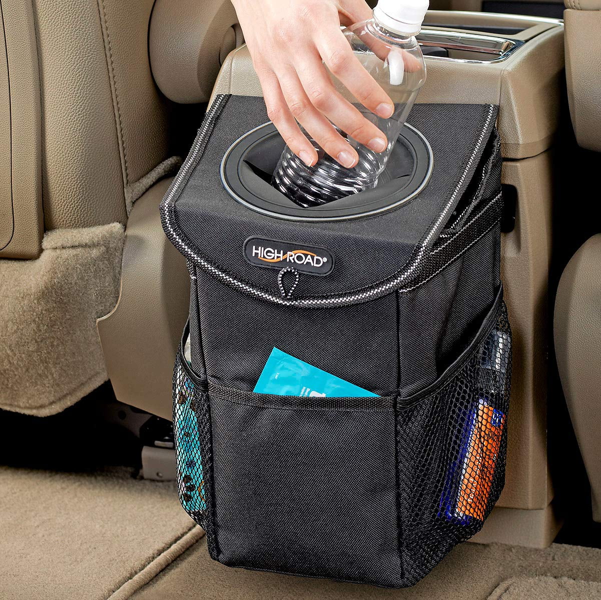  EcoNour Car Trash Can with Lid & Storage Pockets