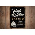 thumbnail image 1 of High Roller Casino Gambling Room Gambling Room Sign Roller Casino Sign Vintage Style Sign Metal Sign SIZE: 12" x 16", 1 of 4
