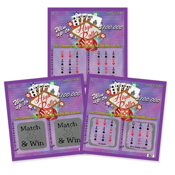 My Scratch Offs Purple High Roller Casino Lottery Replica Scratchers Scratch Off Ticket, 5 Pack