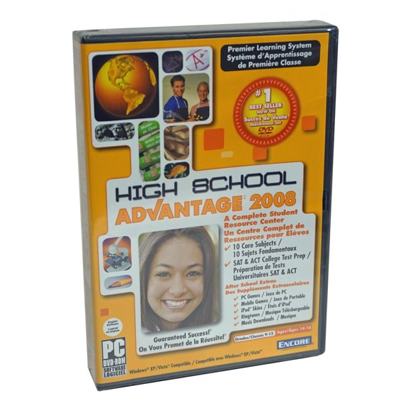 High School Advantage 2008 - Complete Student Resource Center on PC DVD - SAT / ACT College Test Prep - 10 Core Subjects
