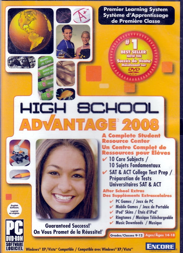 High School Advantage 2008 PC DVD - Complete Student Resource Center - 10 Core Subjects - SAT / ACT College Test Prep