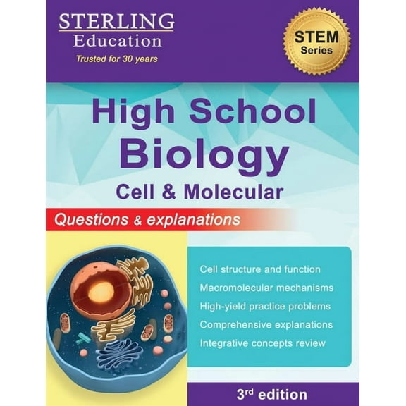High School Biology: Questions & Explanations for Cell & Molecular Biology, (Paperback)