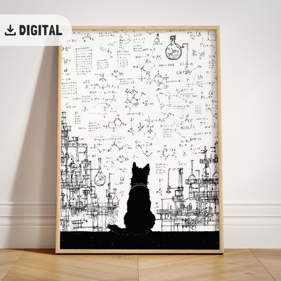 High School Chemistry Science Classroom Decoration Middle School Art Dog Class Room Wall Decor Chemistry Teacher Scientist Unframed Paper Print