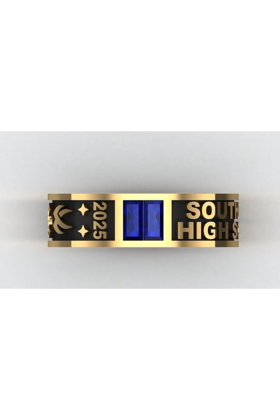 High School Class Ring Band, Graduation Ring for Students, College or University Jewelery, Senior Junior Gift - Personalized Birthstone & Customized Name,Pattern Engraving