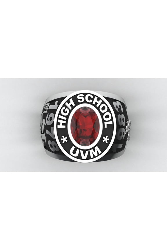 High School Class Ring, Graduation Ring for Students, College or University Jewelery, Senior Junior Gift - Personalized Birthstone & Customized Name,Pattern Engraving 925 Sterling Silver Class Ring