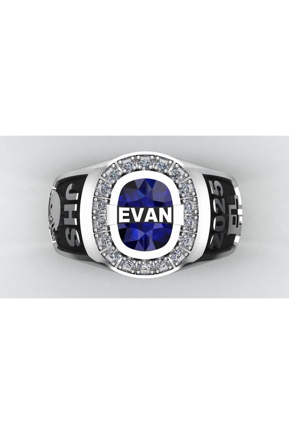 High School Class Ring, Graduation Ring for Students, College or University Jewelery, Senior Junior Gift - Personalized Birthstone & Customized Name,Pattern Engraving 925 Sterling Silver Class Ring