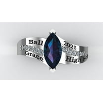 High School Class Ring, Graduation Ring for Students, College or University Jewelery, Senior Junior Gift - Personalized Birthstone & Customized Name,Pattern Engraving 925 Sterling Silver Class Ring