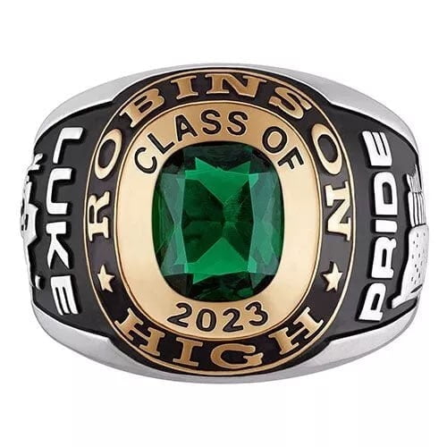 High School Class Ring, Graduation Ring for Students, College or University Jewelery, Senior Gift - Cushion Birthstone Class Ring