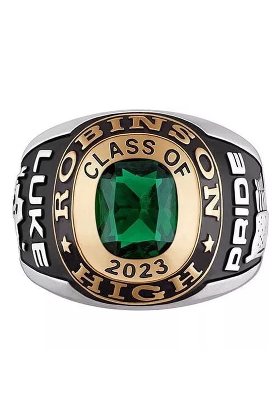 High School Class Ring, Graduation Ring for Students, College or University Jewelery, Senior Gift - Cushion Birthstone Class Ring