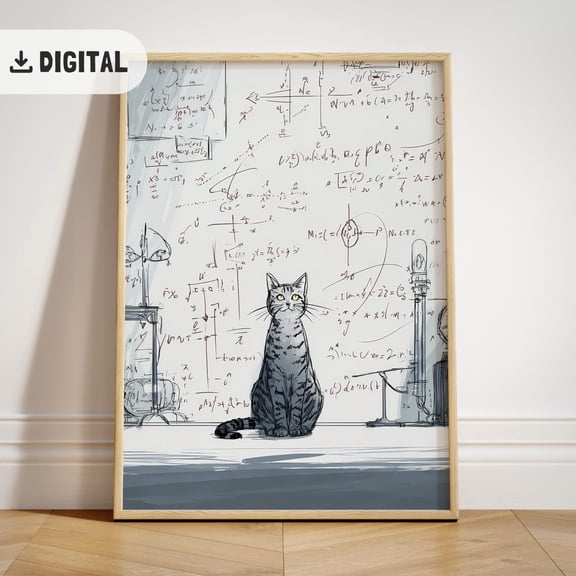 High School Classroom Decor, Science Art Cat Lovers, Middle School Math Class Unframed Paper Print