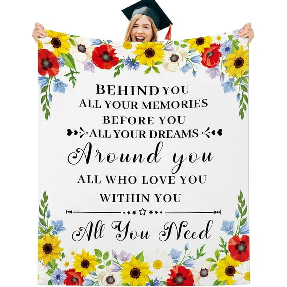 High School College Graduation Gifts for Her Him Seniors Flannel Throw Blanket 2024 Graduation Gifts Inspirational Gifts 60 x 50 Inch Soft Blankets Masters Degree Gifts for Women Teacher