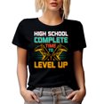 thumbnail image 1 of High School Complete, Time to Level Up - Gamer Student Graduation, Black T-Shirt, Small, 1 of 5