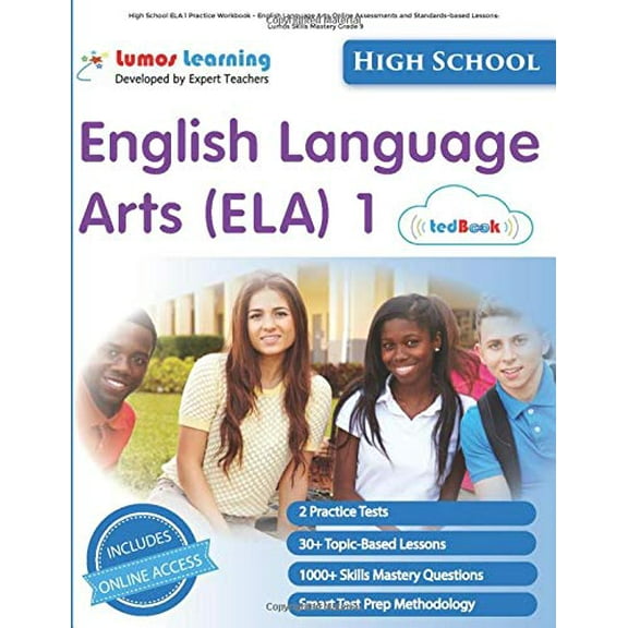 Pre-Owned High School ELA 1 Practice Workbook English Language Arts Online Assessments and Standards-Based Lessons: Lumos Skills Mastery Grade 9 by Lumos Learning (Paperback), Education, English