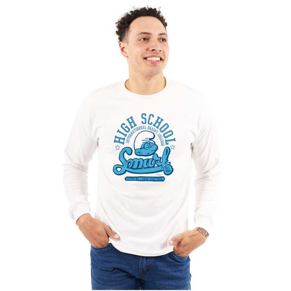 High School Know It All Brainy Smurf Long Sleeve TShirt Men Women Brisco Brands M