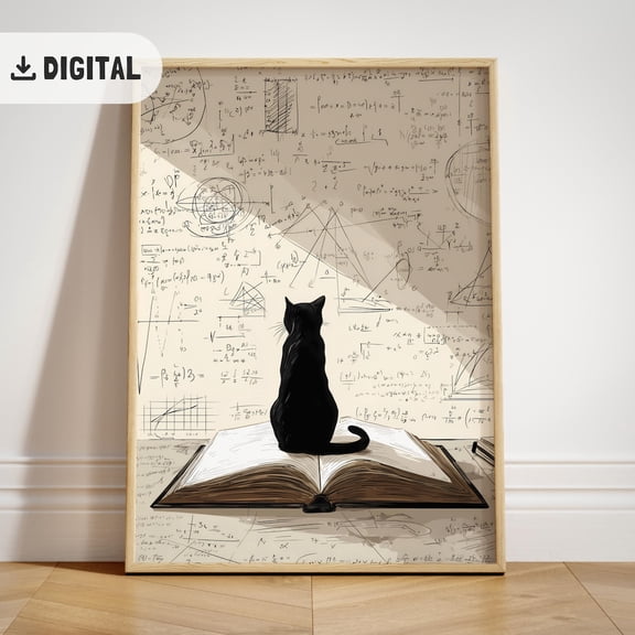 High School Math Classroom Decor, Science Art For Cat Lovers, Middle School Wall Art, School Class , Math Teacher, F039 Unframed Paper Print