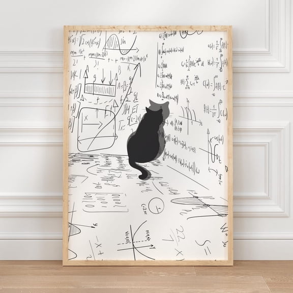 High School Math Classroom Decor, Science Art Poster Cat Lover, Middle School Wall Art, School Class Poster, Math Teacher, Unframed Poster Size 24x36