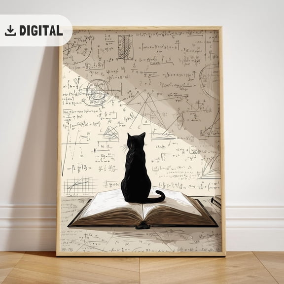 High School Math Classroom Decor, Science Art Poster For Cat Lovers, Middle School Wall Art, School Class Poster, Math Teacher, F039, Unframed Poster Size 12x18