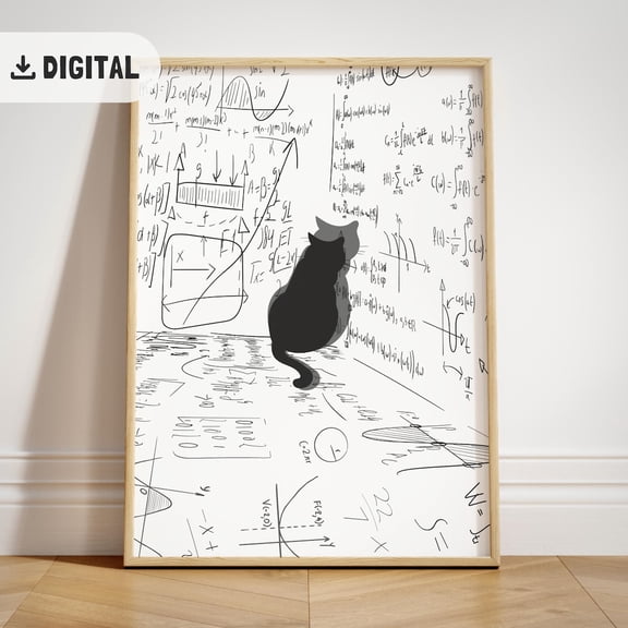 High School Math Classroom Decor, Science Art Poster For Cat Lovers, Middle School Wall Art, School Class Poster, Math Teacher, F104, Unframed Poster Size 24x36