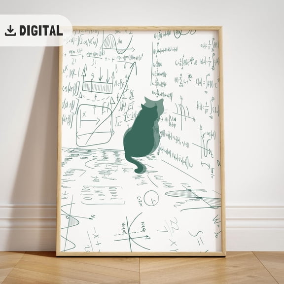 High School Math Educational Poster Classroom Decor, Science Art Poster For Cat Lovers, Middle School Wall Art Mathematics Teacher, Unframed Poster Size 12x18
